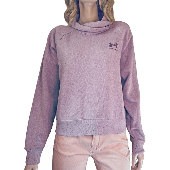 UNDER ARMOUR Fleece Pullover Top Sweater Sweatshirt Rival Wrap Neck Cotton Loose - Picture 7 of 13
